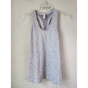 Athleta Women's Tank Top Gray‎ White Patterned Racerback Sleeveless Activewear
